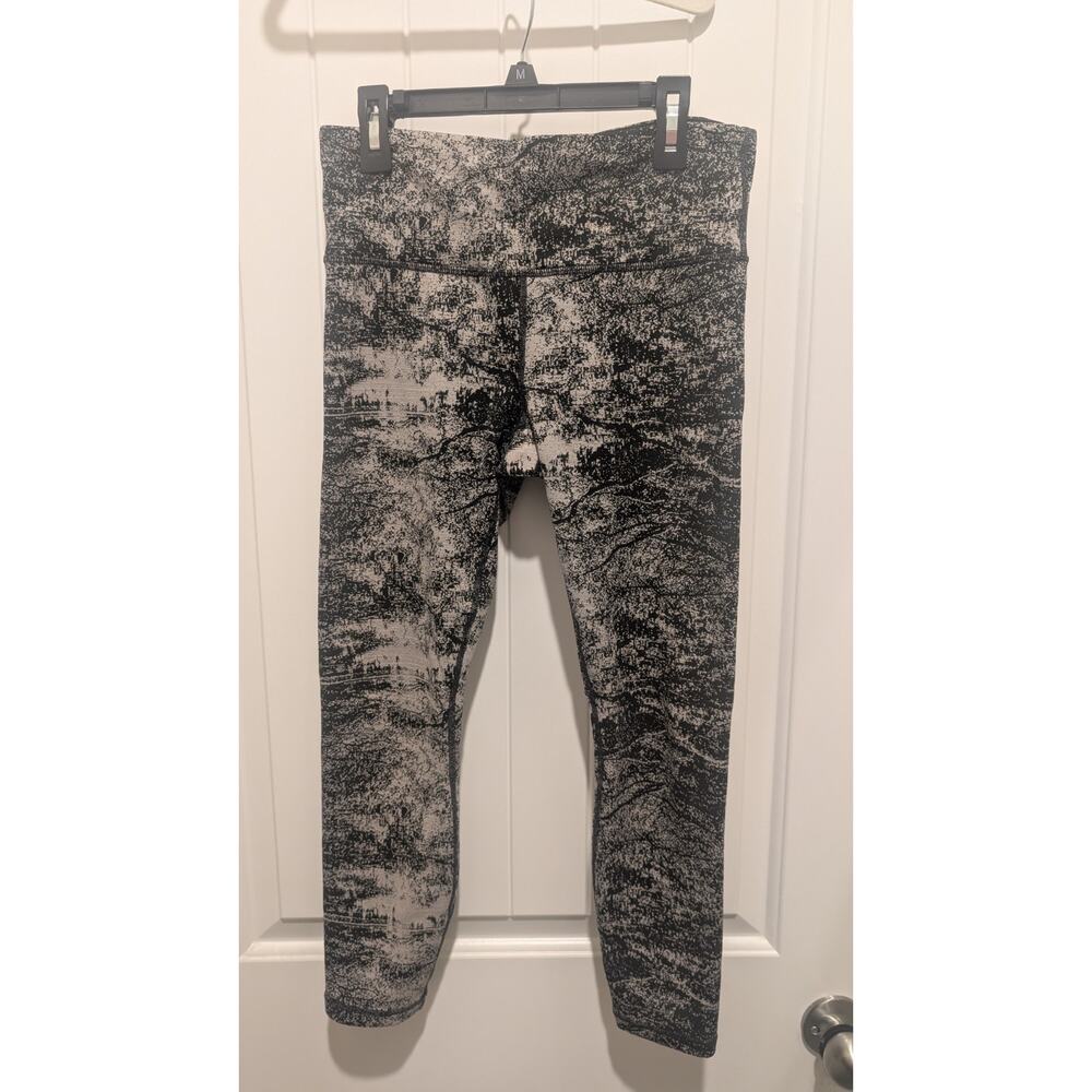 Athleta Abstract Ankle Leggings Black Gray White Women's Size S
